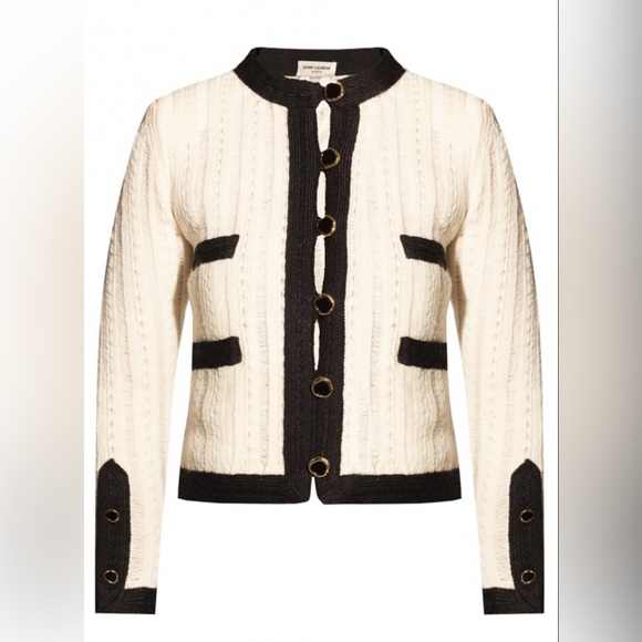 SAINT LAURENT
Two-tone Ribbed Wool Jacket
Contrast-Trim Wool Jacket - Picture 3 of 7